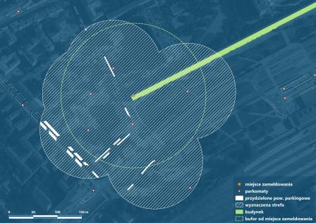 Wariant 2. - Wyznaczona strefa abonamentu rejonowego dla jednej z klatek budynku (wraz z zawierającymi się w niej częściami powierzchni parkingowych)